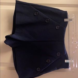 High waisted navy button shorts